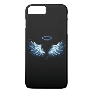 Blue Glowing Angel Wings on black background iPhone 8 Plus/7 Plus Case