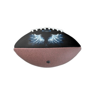 Blue Glowing Angel Wings on black background Football