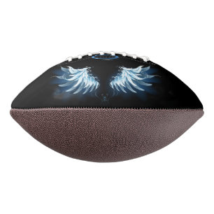 Blue Glowing Angel Wings on black background Football