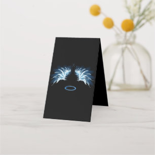Blue Glowing Angel Wings on black background Loyalty Card
