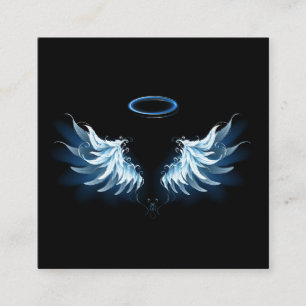 Blue Glowing Angel Wings on black background Loyalty Card