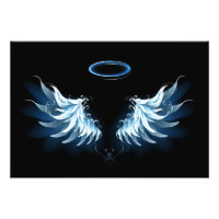 Blue Glowing Angel Wings on black background