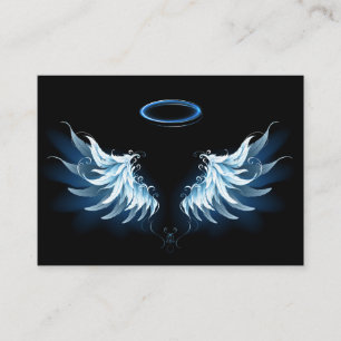 Blue Glowing Angel Wings on black background Referral Card