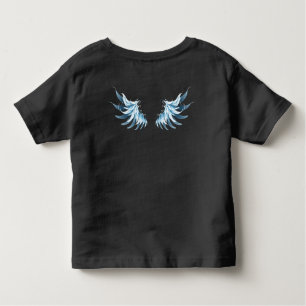 Blue Glowing Angel Wings on black background Toddler T-Shirt