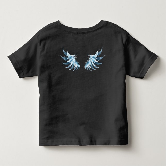 Blue Glowing Angel Wings on black background Toddler T-Shirt (Back)