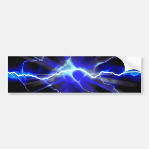 Blue glowing lightning or electricity bumper sticker