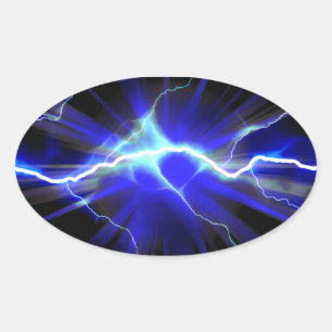 Blue glowing lightning or electricity oval sticker