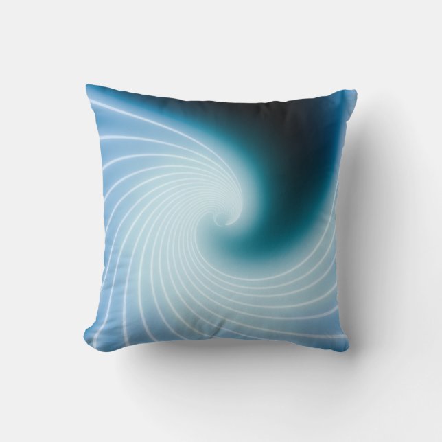 Blue glowing neon line art wave cushion (Front)