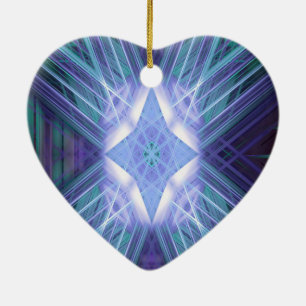 Blue glowing star pattern ceramic tree decoration