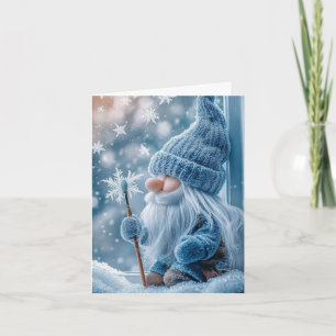 Blue gnome Folded Holiday Card