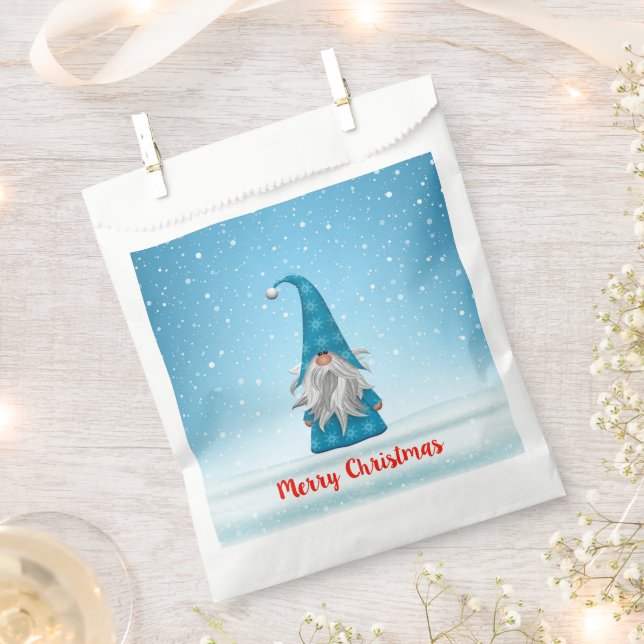 Blue Gnome on Snow Favour Bag (Clipped)