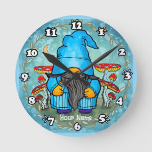 Blue gnome round clock