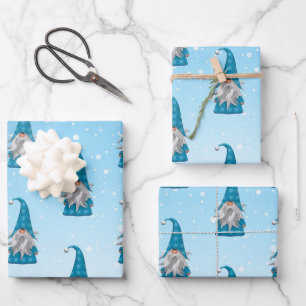 Blue Gnome Wrapping Paper Sheet