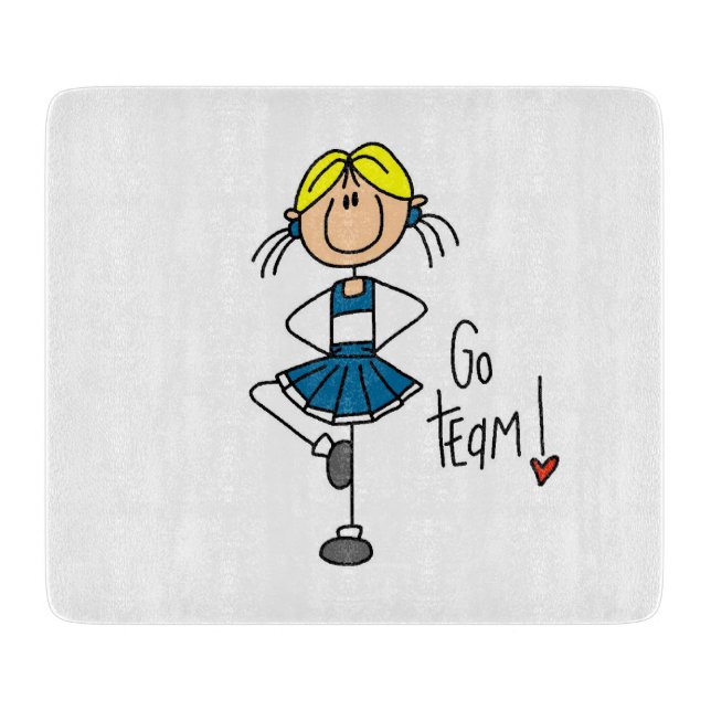Blue Go Team Cheerleader Cutting Board (Front)