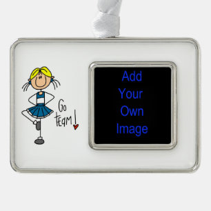 Blue Go Team Cheerleader Silver Plated Framed Ornament