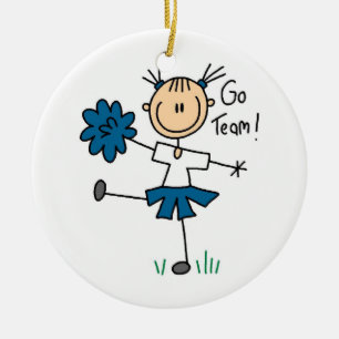 Blue Go Team Cheerleader T-shirts and Gifts Ceramic Ornament