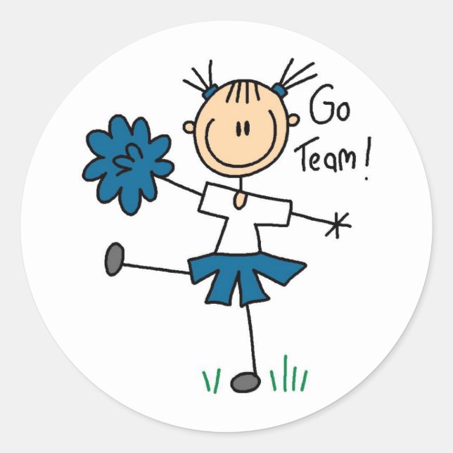 Blue Go Team Cheerleader T-shirts and Gifts Classic Round Sticker (Front)