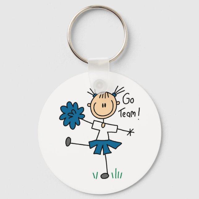 Blue Go Team Cheerleader T-shirts and Gifts Key Ring (Front)