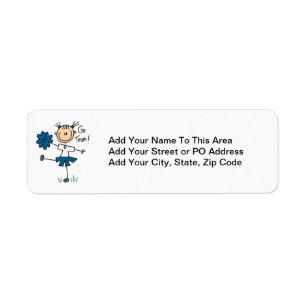 Blue Go Team Cheerleader T-shirts and Gifts Return Address Label