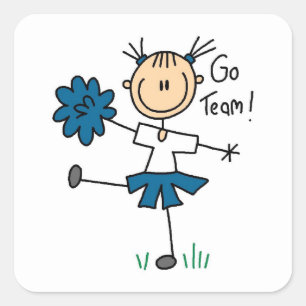 Blue Go Team Cheerleader T-shirts and Gifts Square Sticker