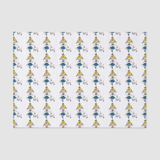 Blue Go Team Cheerleader Tissue Paper (Front)