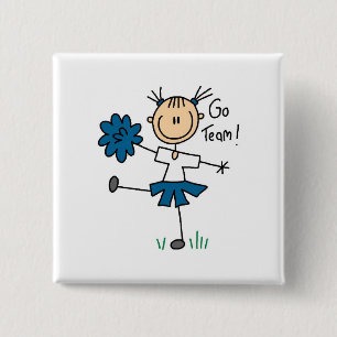 Blue Go Team Cheerleading Tshirts and Gifts 15 Cm Square Badge