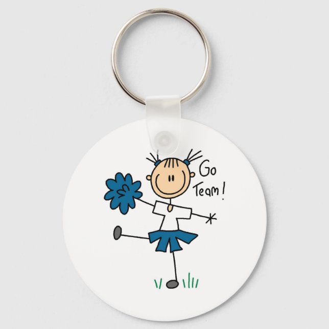 Blue Go Team Cheerleading Tshirts and Gifts Key Ring (Front)