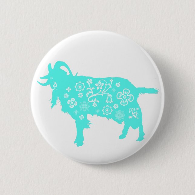 Blue Goat Vietnamese Chinese Year Zodiac Button (Front)