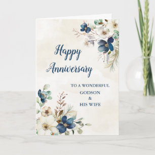 Blue Godson and His Wife Wedding Anniversary Card