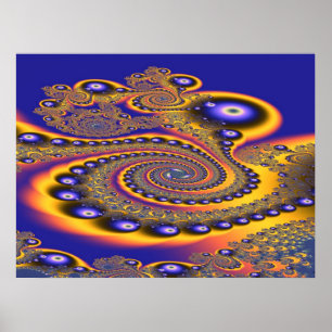 Blue Gold 3 Abstract Art Poster