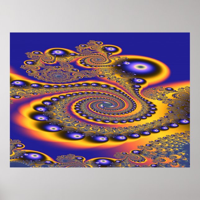 Blue Gold 3 Abstract Art Poster (Front)