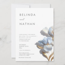 Blue Gold 3D Flowers White