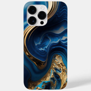 BLUE & GOLD ABSTRACT LIQUID LOOK SWIRLS Case-Mate iPhone 14 PRO MAX CASE