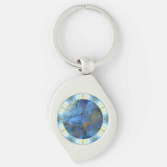 blue gold abstract scifi orb earth  key ring (Front)
