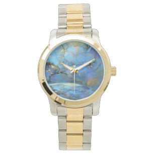 blue gold abstract scifi orb earth watch