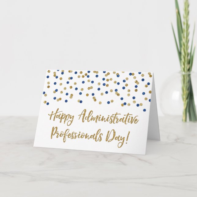 Blue Gold Administrative Professionals Day Card (Front)