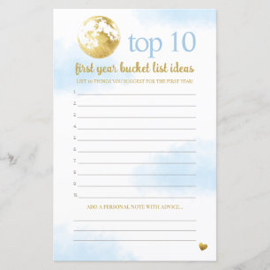Blue Gold Advice and Bucket List Baby Shower Game