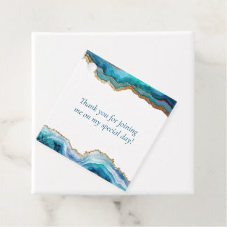 Blue Gold Agate Bat or Bar Mitzvah Favour Tags