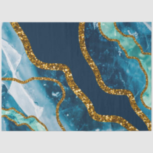 Blue & Gold Agate Geode Glitter Tissue Paper