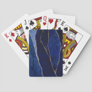 Blue & Gold Agate Modern Glam Minimal Playing Cards