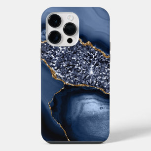 BLUE & GOLD AGATE PATTERN iPhone 14 PRO MAX CASE