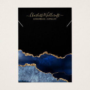 Blue Gold Agate Script Necklace Bracelet