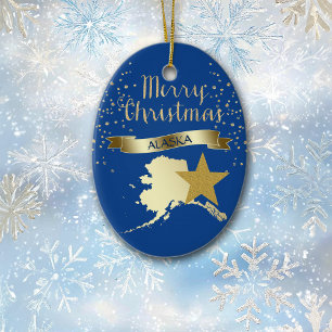 Blue Gold Alaska Star Ceramic Ornament