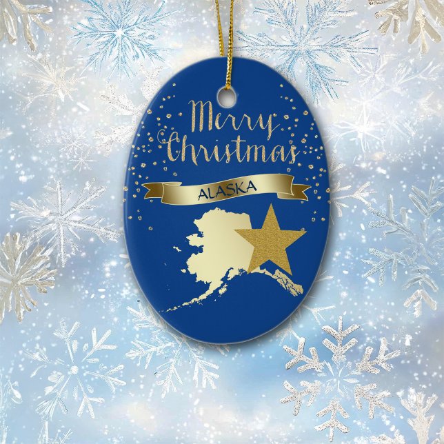 Blue Gold Alaska Star Ceramic Ornament (Creator Uploaded)