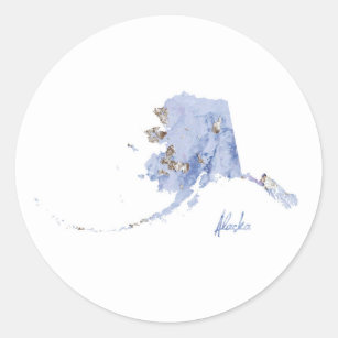 Blue & Gold Alaska State Map Classic Round Sticker