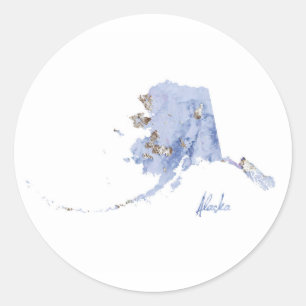Blue & Gold Alaska State Map Classic Round Sticker
