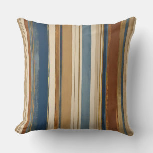 Blue gold and bronze stripes cushion