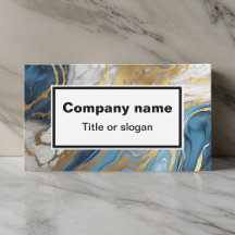 Blue gold and white marble Business Card