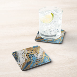 Blue gold and white marble coaster