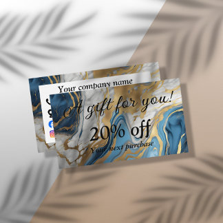 Blue gold and white marble discount card